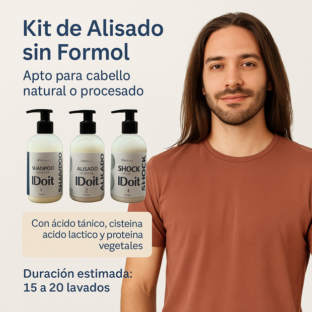 Kit de Alisado Natural IDOIT – Sin Formol | 250 ml x 3 pasos