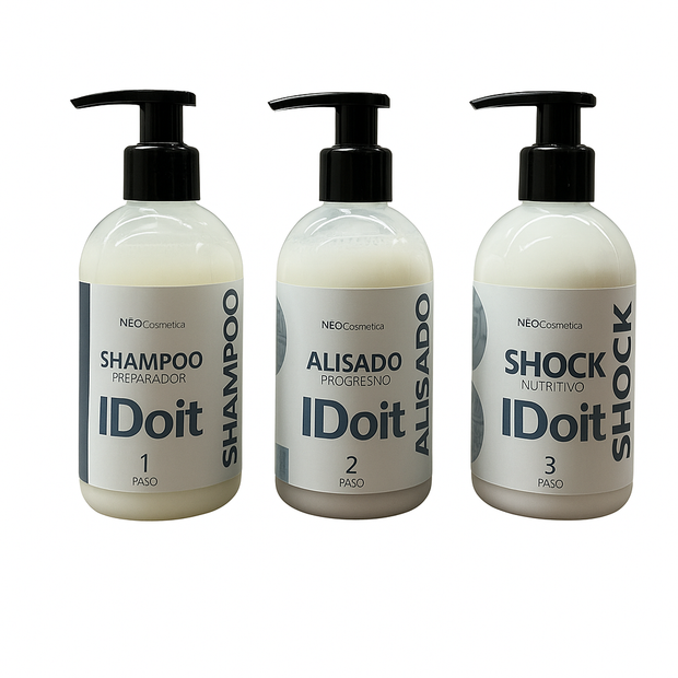 Kit de Alisado Natural IDOIT – Sin Formol | 250 ml x 3 pasos